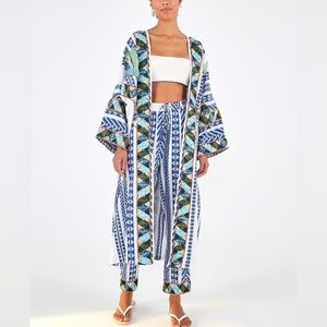 Farm Rio Women's Jacquard Embroidery Kimono. Size XS